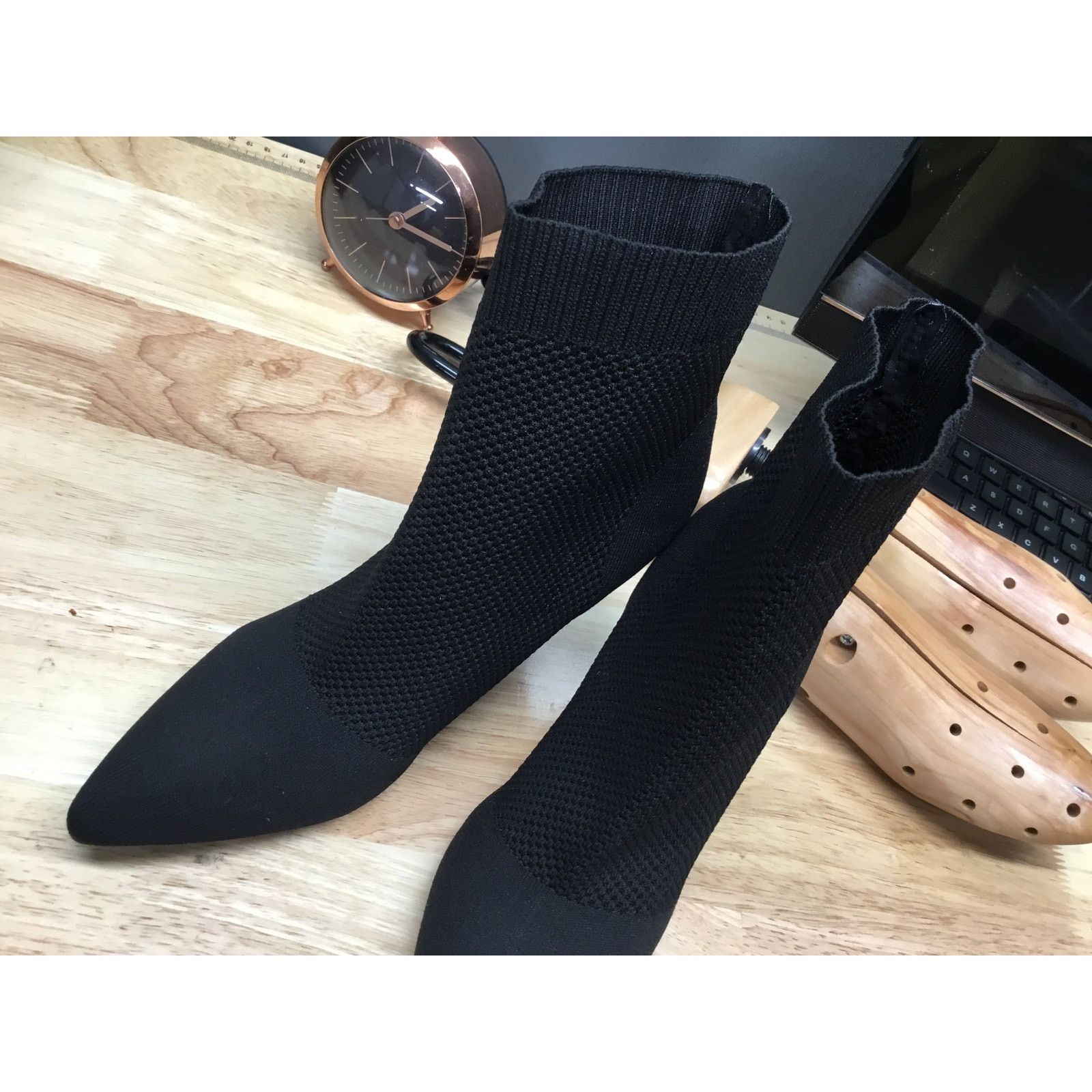 Other Mia McKinley Black Knit Pointed Toe Women 6.5 Ankle Booties Size US 6.5 / IT 36.5 - 4 Thumbnail