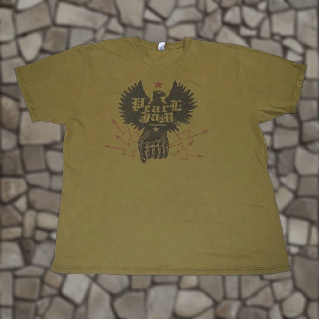 Vintage PEARL JAM 2006 WORLD WIDE TOUR Graphic Tee Mens XL Army Olive Green Size US XL / EU 56 / 4 - 1 Thumbnail