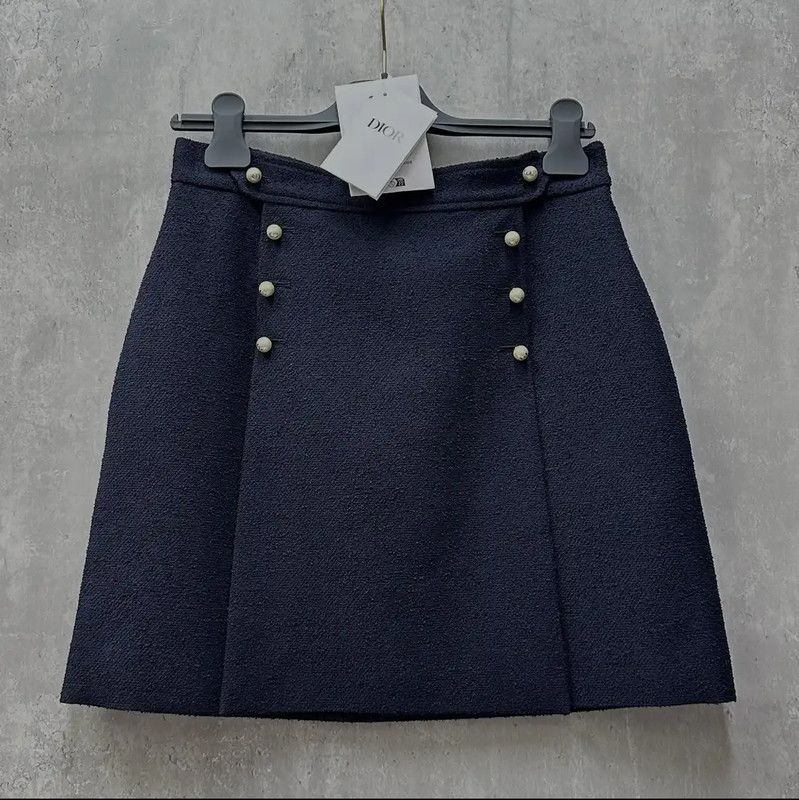 Dior Women's Navy Wool Blend Skirt 0089