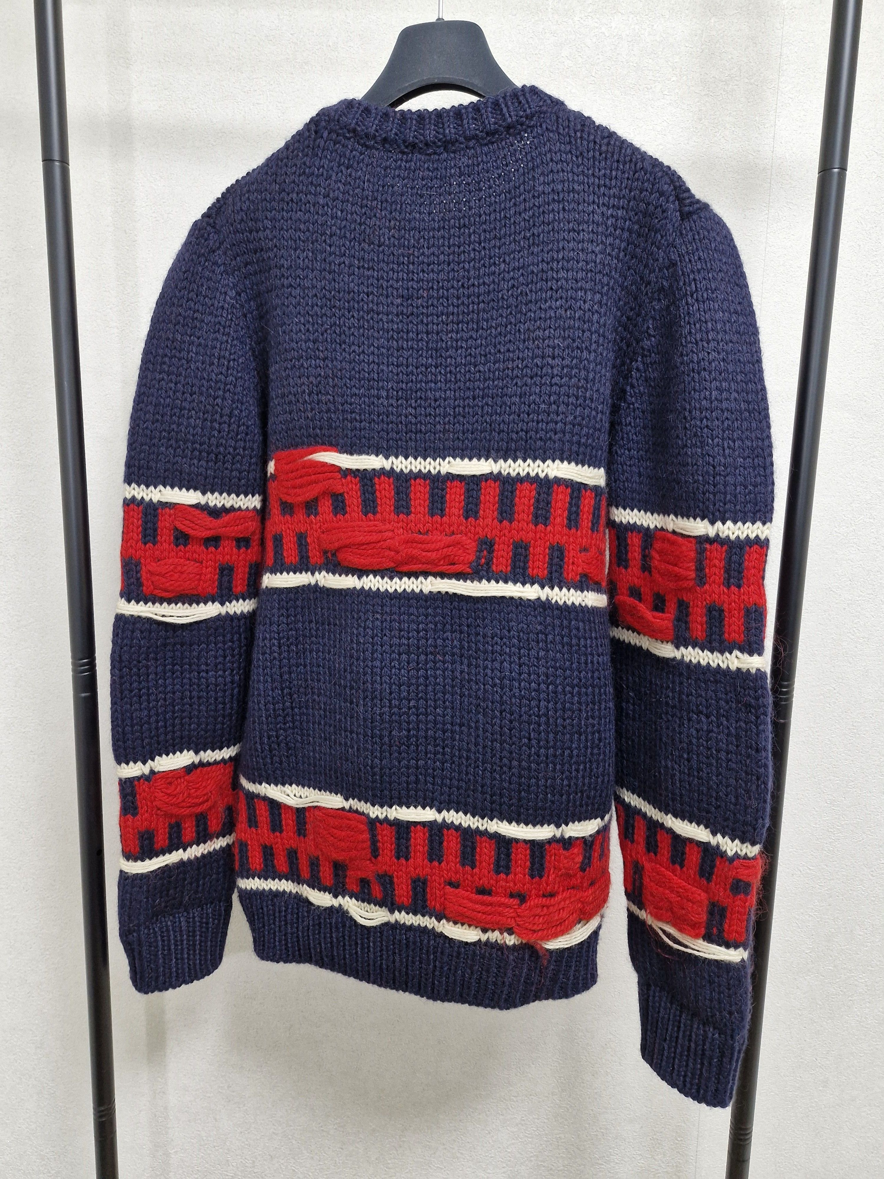 Calvin Klein 205W39NYC CALVIN KLEIN 205W39NYC FW18 Striped Distressed Wool Knit Size US M / EU 48-50 / 2 - 2 Thumbnail
