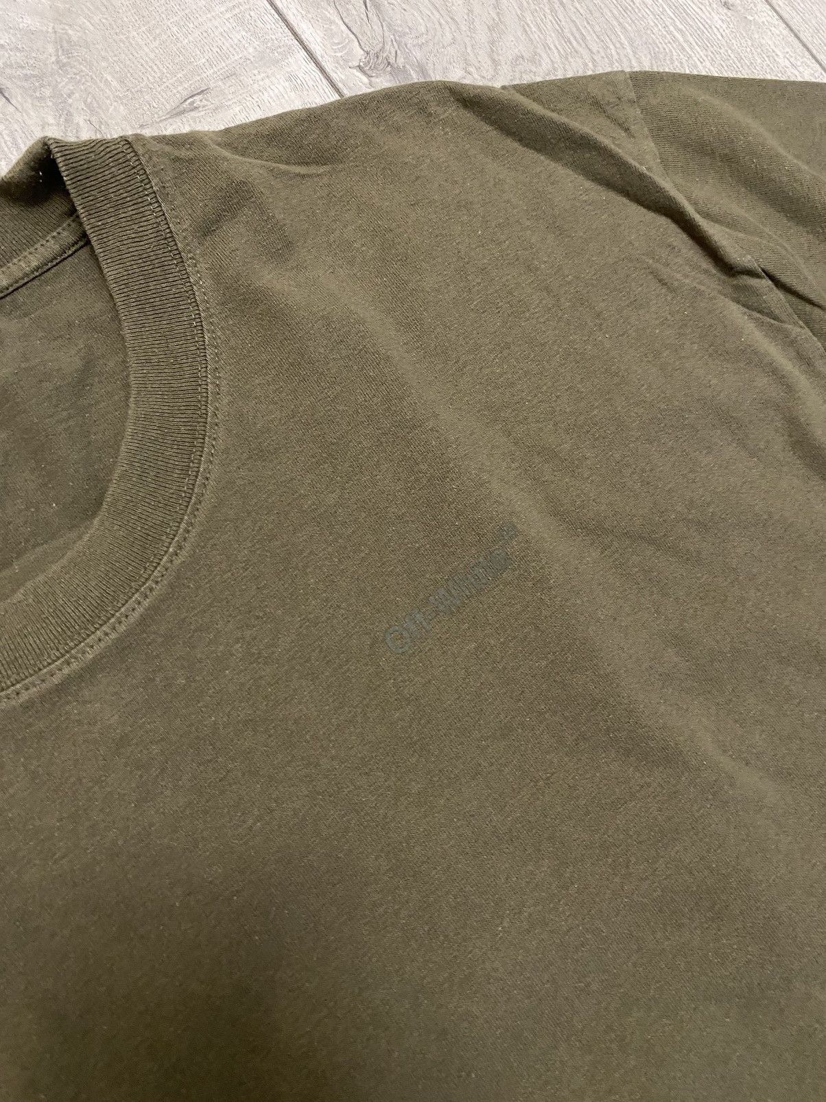 Off-White Negative rubber diagonal stripe Mark Khaki T Shirt