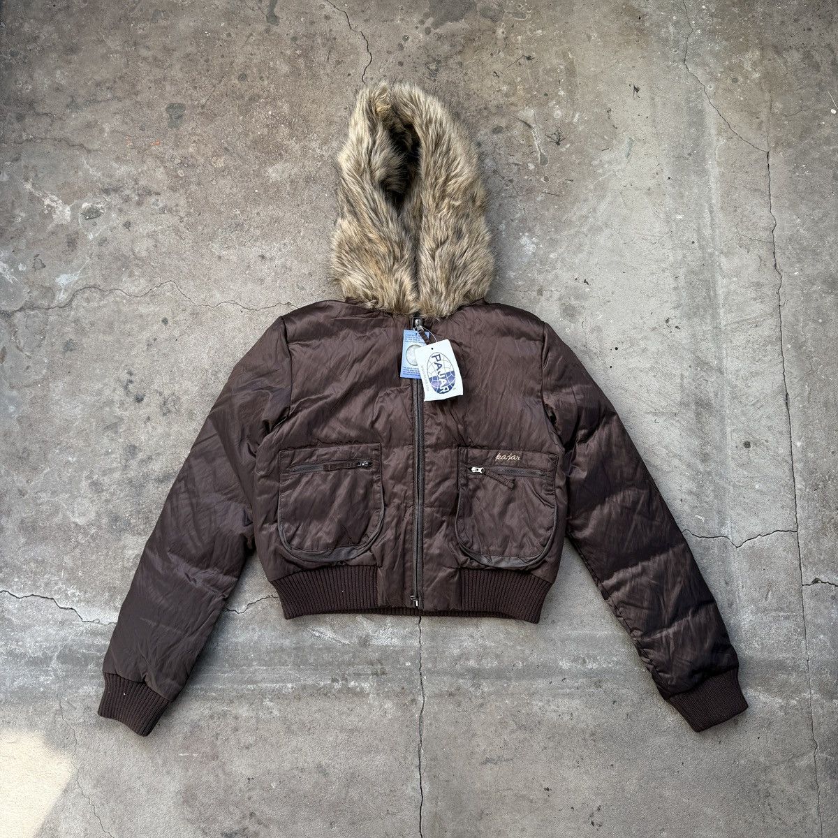 If Six Was Nine Vintage Pajar Faux Fur Hood Metal Nylon Down Bomber jacket Size L / US 10 / IT 46 - 1 Thumbnail