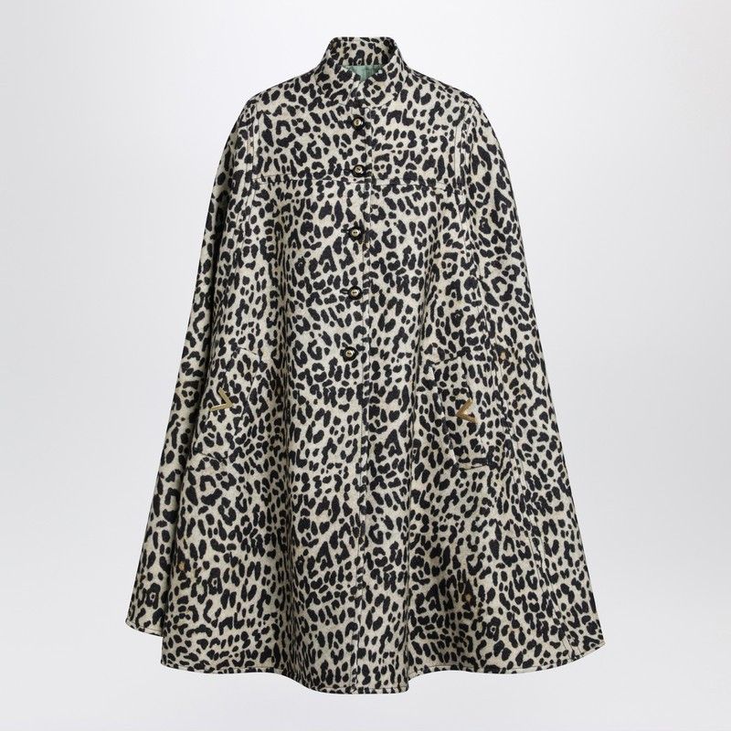 Valentino Animal-Print Wool Cape