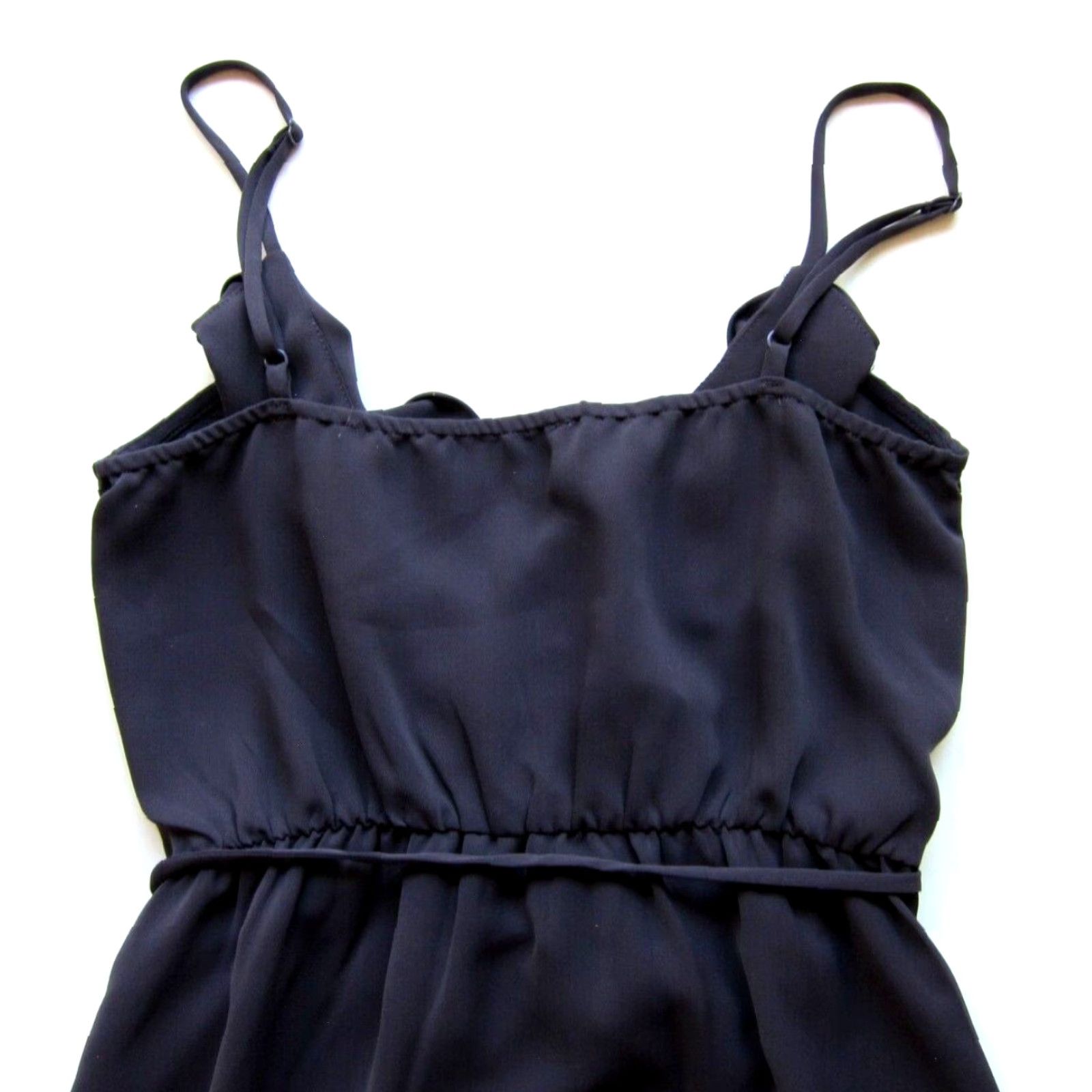 Vintage Everly Dress Medium Dark Brown Long Maxi V-Neck Stretch Ruffle Tank Slip Size M / US 6-8 / IT 42-44 - 5 Thumbnail