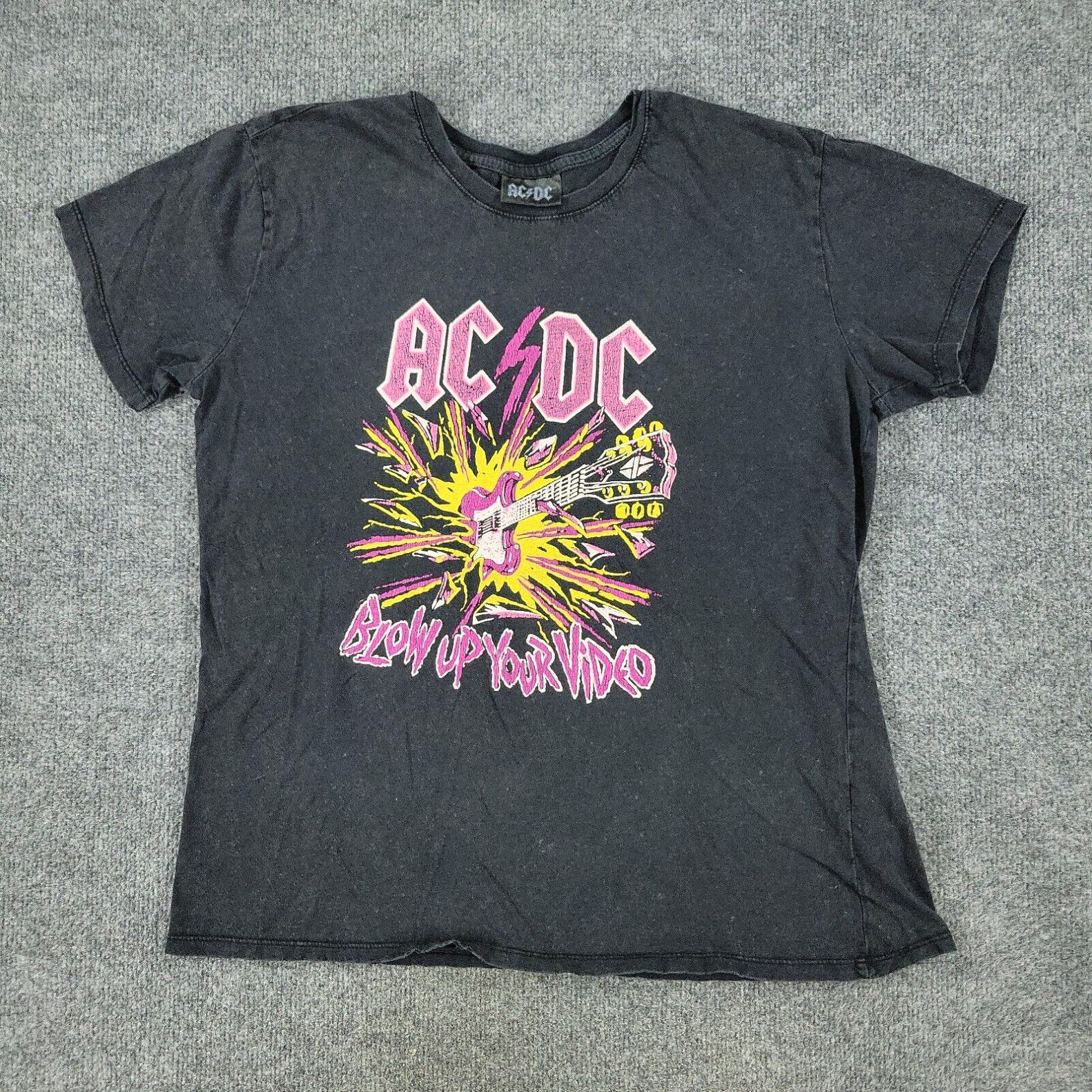 Vintage AC/DC Shirt Mens Large Black ACDC Graphic Tee Short Sleeve Blow ...