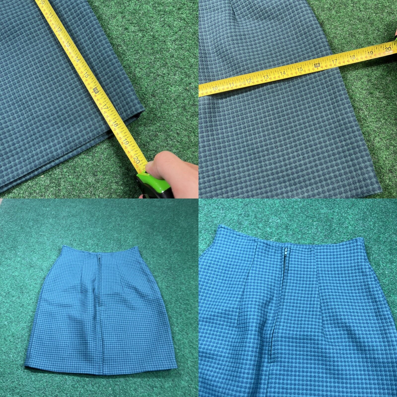 Vintage All that Jazz Skirt Womens 5/6 Green Plaid Elastic Waist USA 24x18 Size 27" / US 4 / IT 40 - 8 Thumbnail