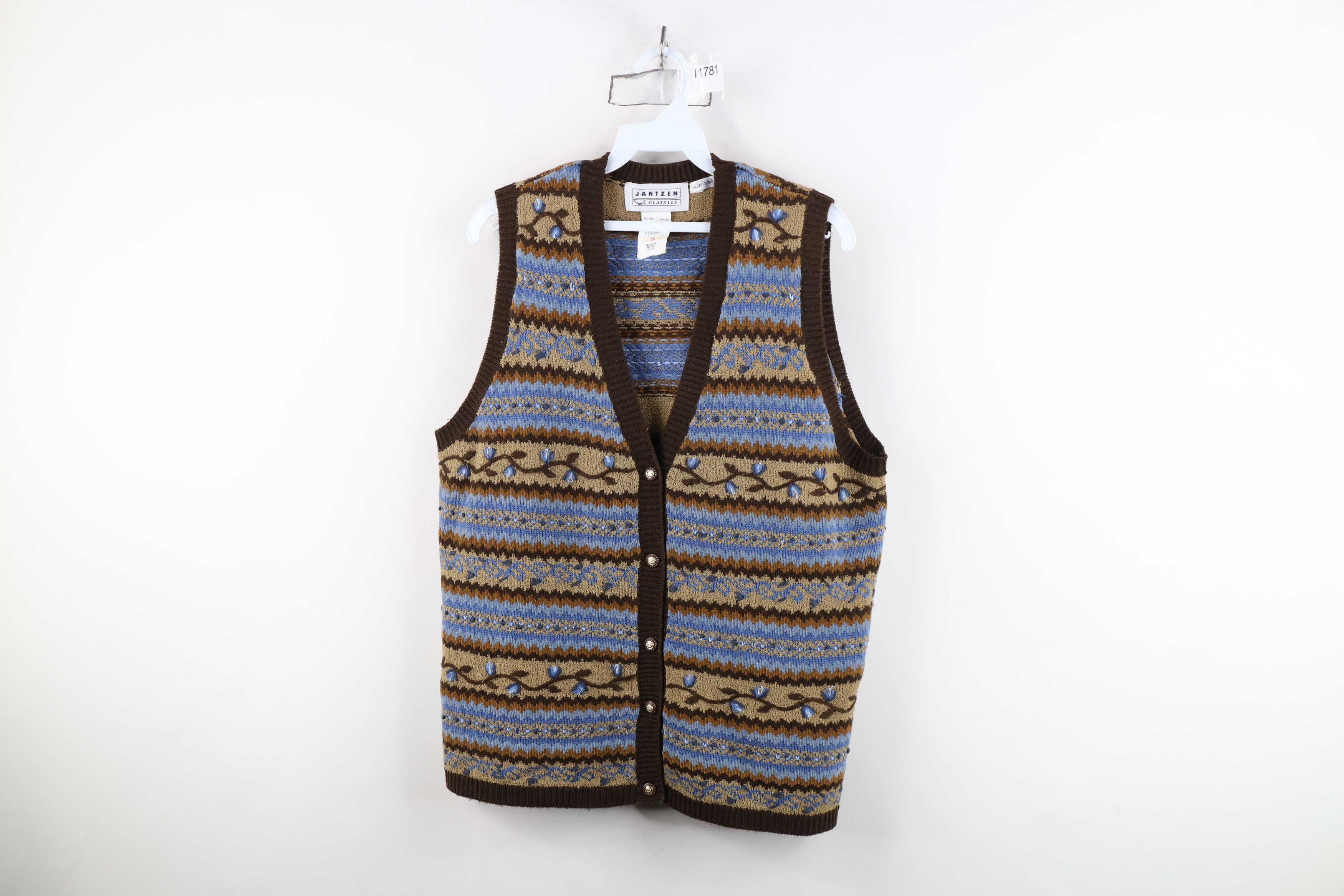 Vintage Vintage 90s Streetwear Fair Isle Knit Cardigan Sweater Vest Size XL / US 12-14 / IT 48-50 - 1 Thumbnail