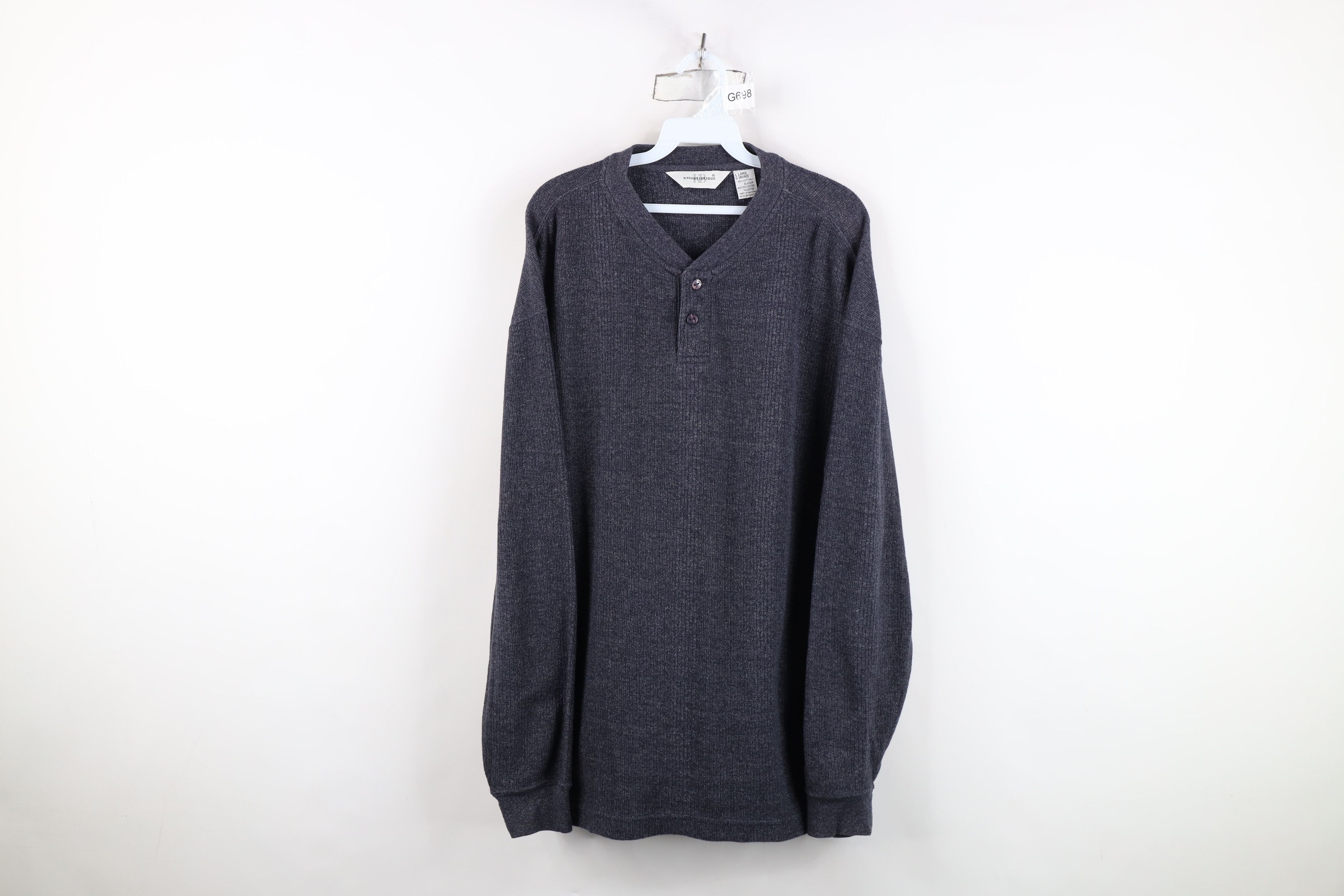 Vintage Vintage 90s Streetwear Heavyweight Knit Henley T-Shirt Size US L / EU 52-54 / 3 - 1 Thumbnail