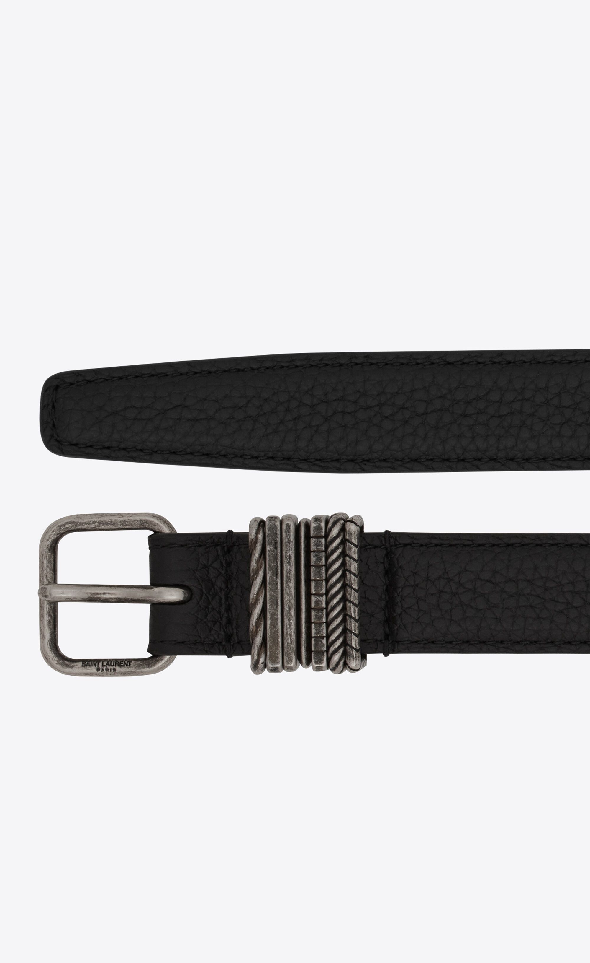 Saint Laurent Paris o1s1wg111224 Size: 95 / Stacked-Loop Belt Grained Leather Size ONE SIZE - 2 Thumbnail