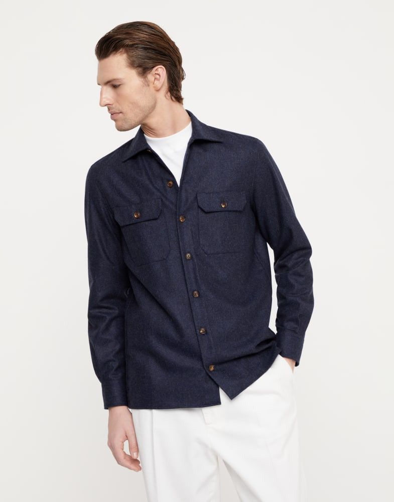 o1w1db10825 Flannel Sportshirt in Dark Blue