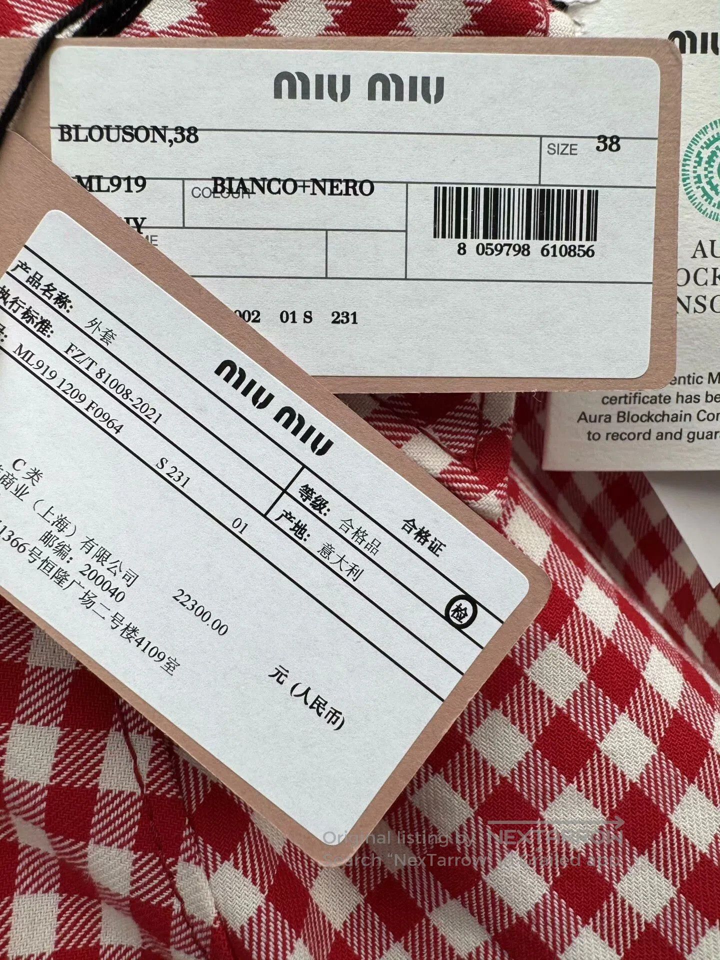 Miu Miu miu miu red and white checkered jacket. Size US M / EU 48-50 / 2 - 3 Thumbnail