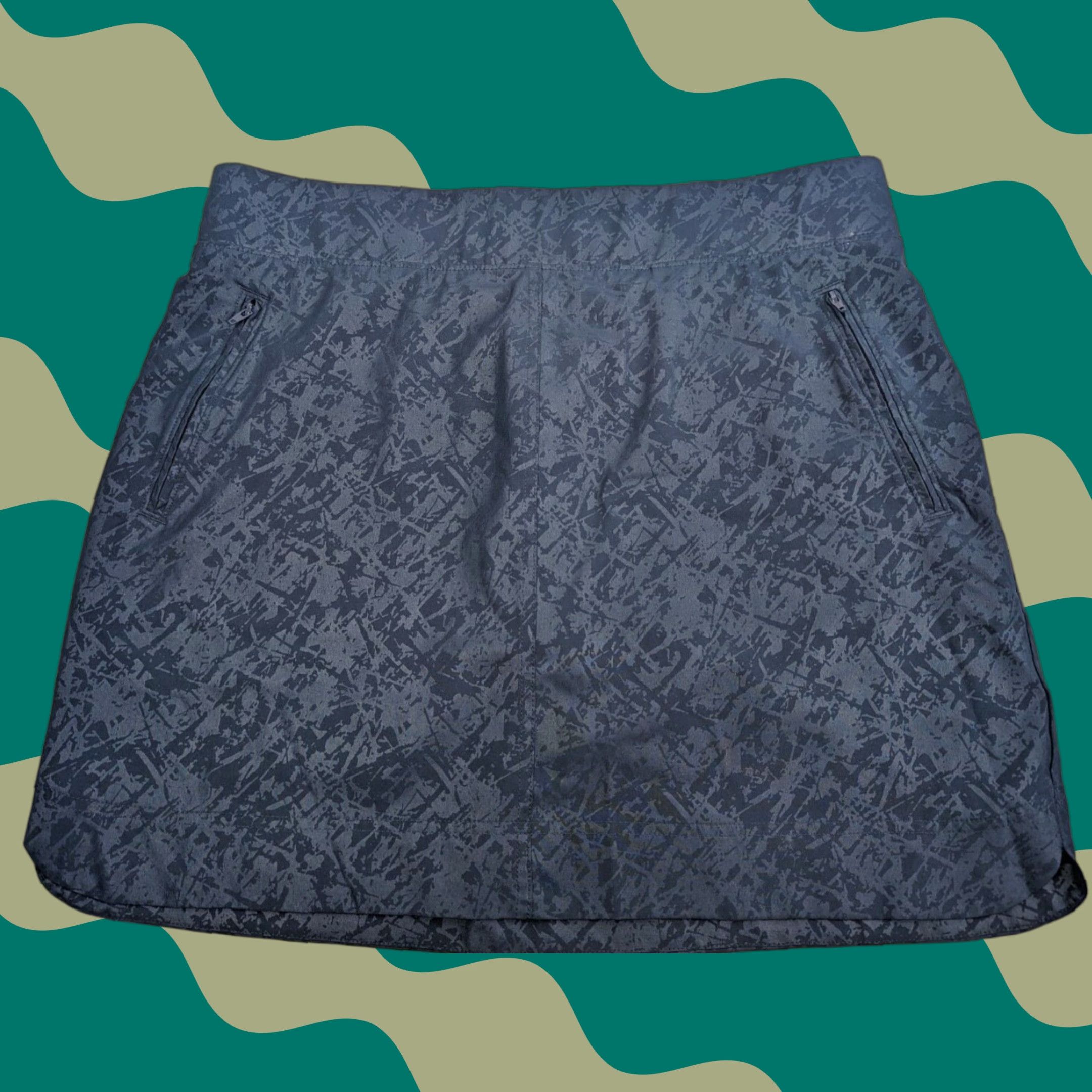 Orvis Orvis Skort Womens Large Blue Shattered Glass Embossed Pull On Skirt Inner Short Size 36" / US 14 / IT 50 - 1 Thumbnail