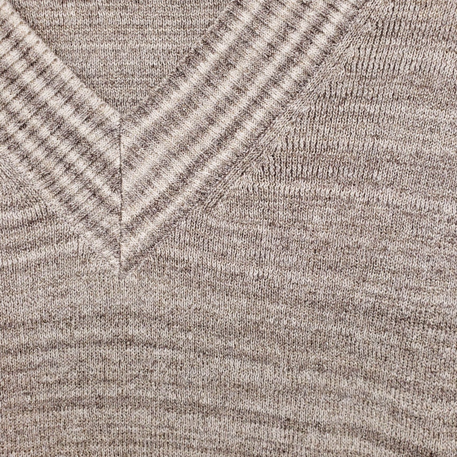 Express Express Sweater Womens M Beige Tunic V-Neck Long Sleeve Striped Cotton Blend Knit Comfort Casual Size M / US 6-8 / IT 42-44 - 7 Thumbnail