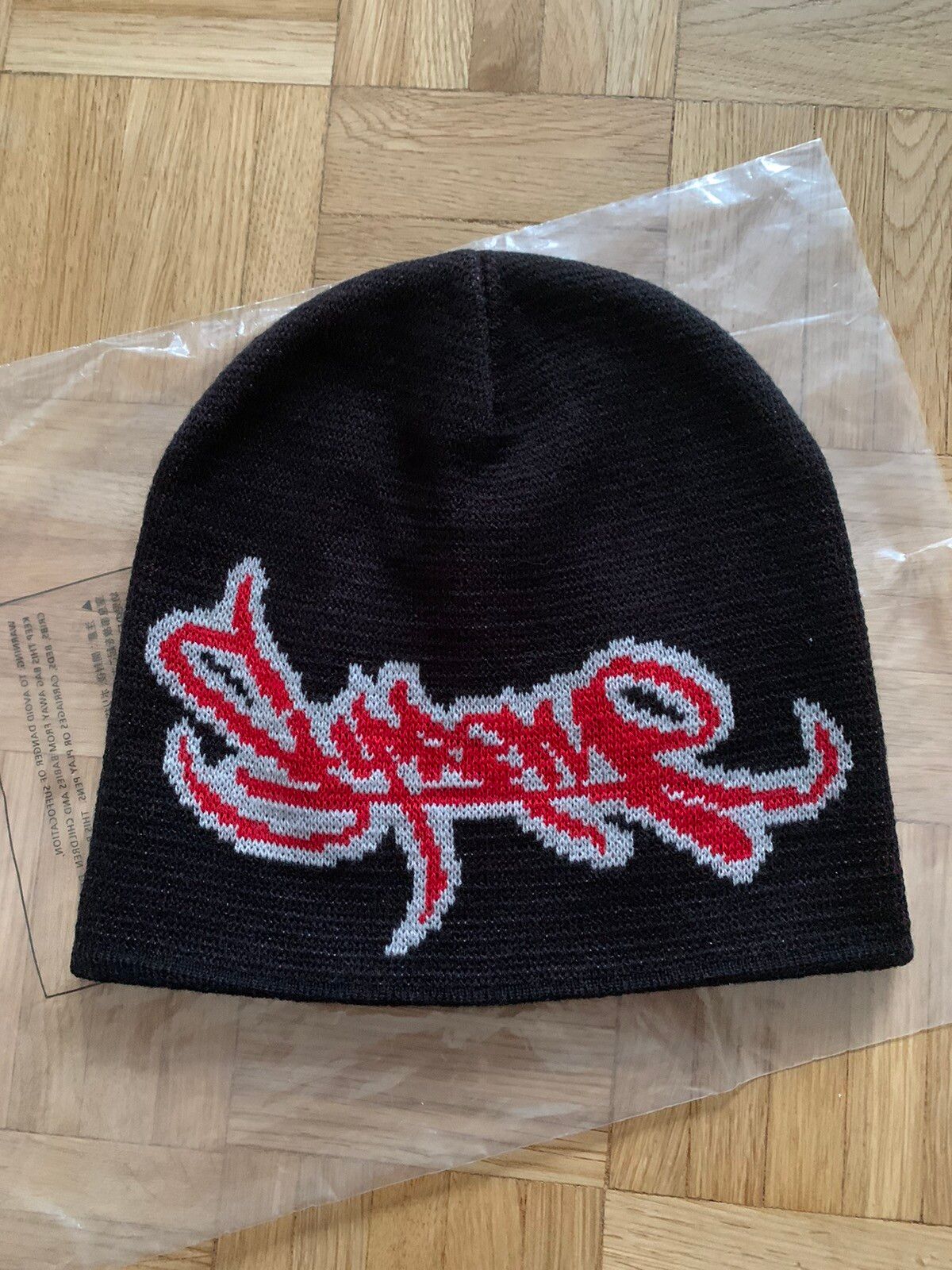 Pre-owned Supreme Tag Logo Beanie Skullie Hat In Black