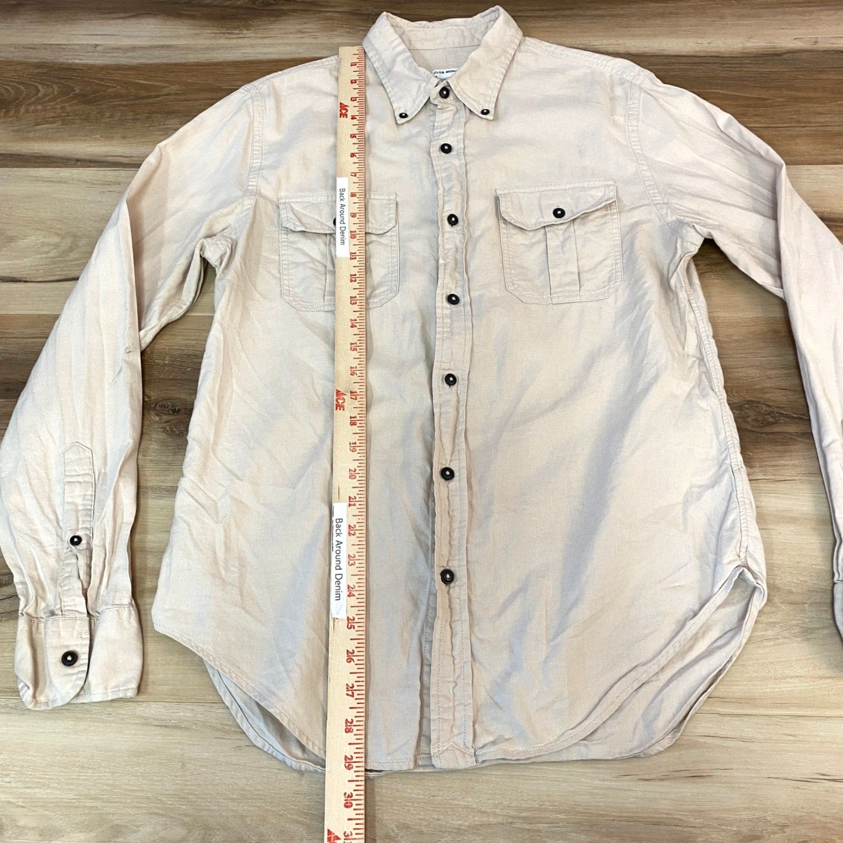 Club Monaco Club Monaco Shirt Mens Medium Slim Fit Button-Down Utility Tan Cotton Khaki Beige Size US M / EU 48-50 / 2 - 4 Thumbnail