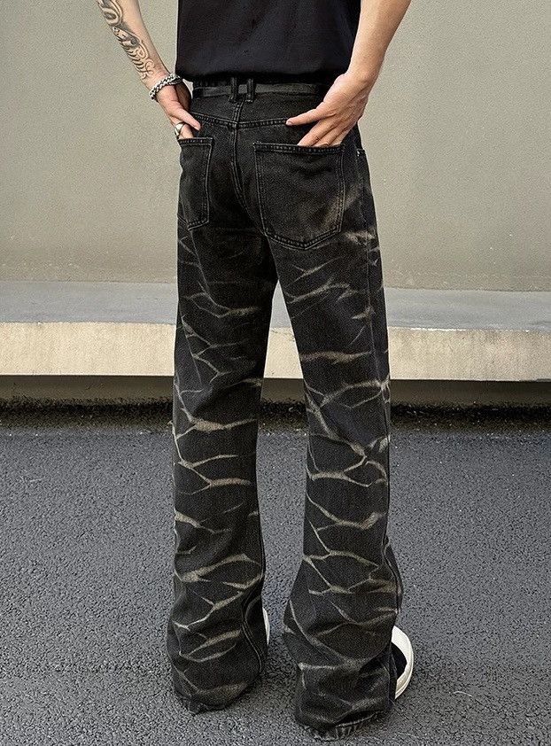 Japanese Brand × Vintage Retro fashion wavy print flared punk jeans pants Size US 33 - 4 Thumbnail