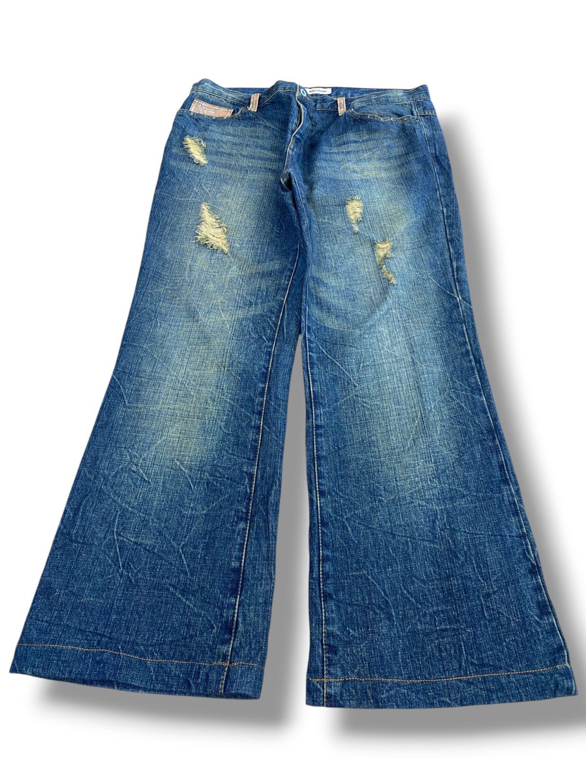 Japanese Brand Beach Sound Brand Whiskers Mud Wash Stye Loose Jeans Size US 34 / EU 50 - 1 Thumbnail