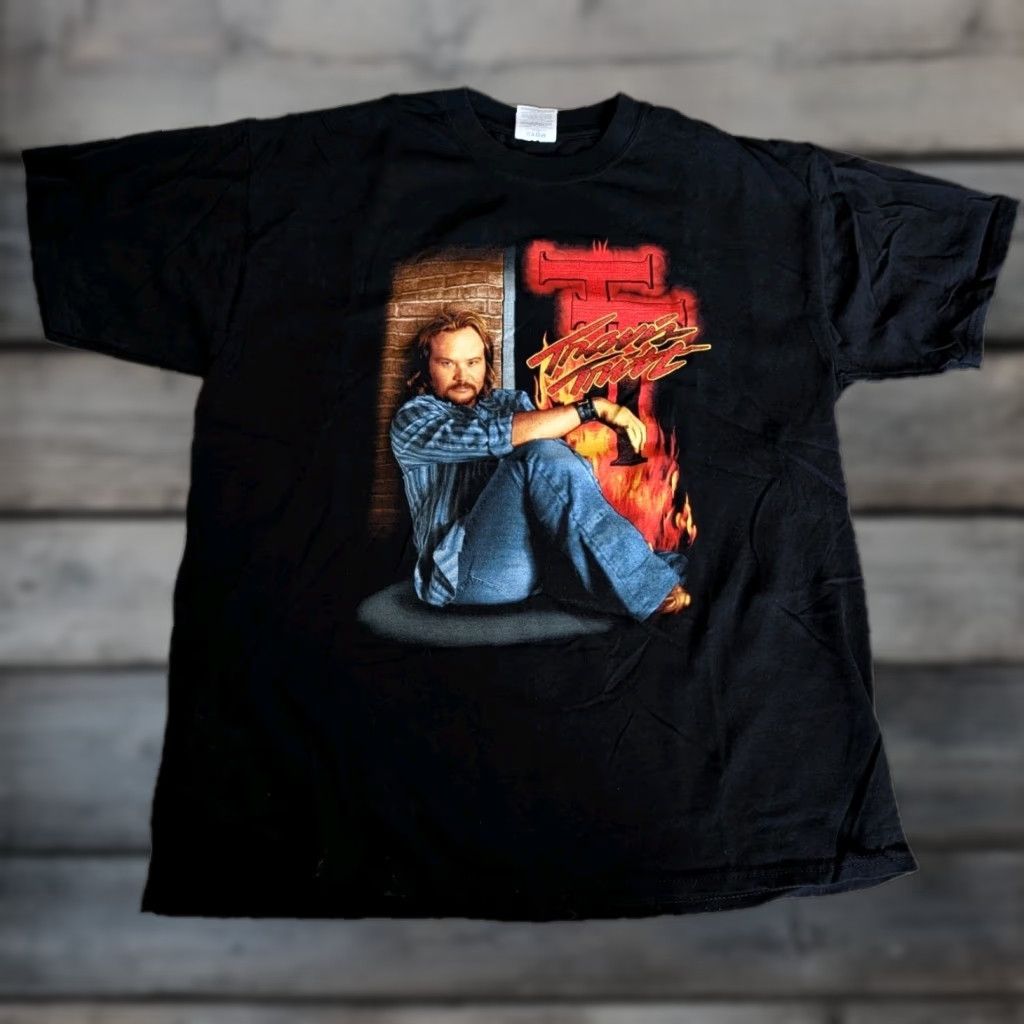 VINTAGE Travis Tritt Honky Tonk History Tour T-Shirt 2004 Black Size XL Graphic Print Music Mens