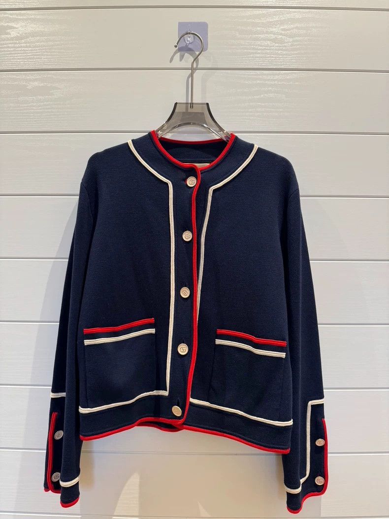 GUCCI カーディガン Gucci Gucci Knit Cardigan with Red Accents-2506 | Grailed