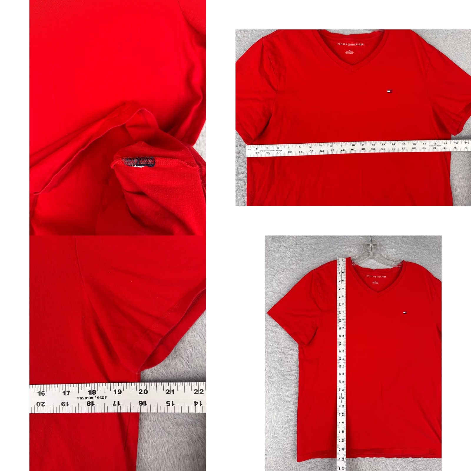Tommy Hilfiger Tommy Hilfiger Shirt Adult Medium Red V-Neck 100% Cotton Short Sleeve Logo Size M / US 6-8 / IT 42-44 - 8 Thumbnail