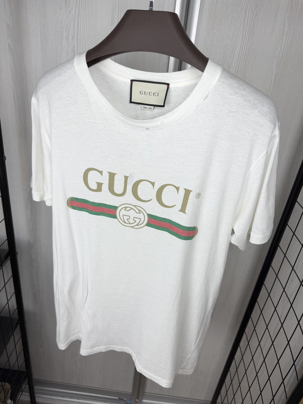 Gucci Gucci White Logo Flower Embroidered Distressed Oversized Tee Size XS / US 0-2 / IT 36-38 - 7 Thumbnail