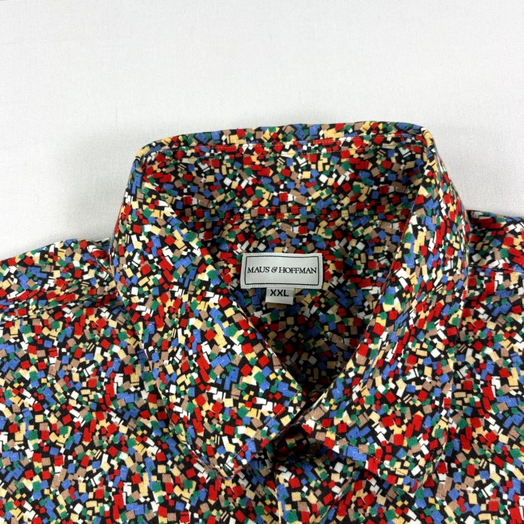 Vintage Maus & Hoffman Shirt Mens 2XL Button Short Sleeve Geometric AOP USA Made Size US XXL / EU 58 / 5 - 3 Thumbnail