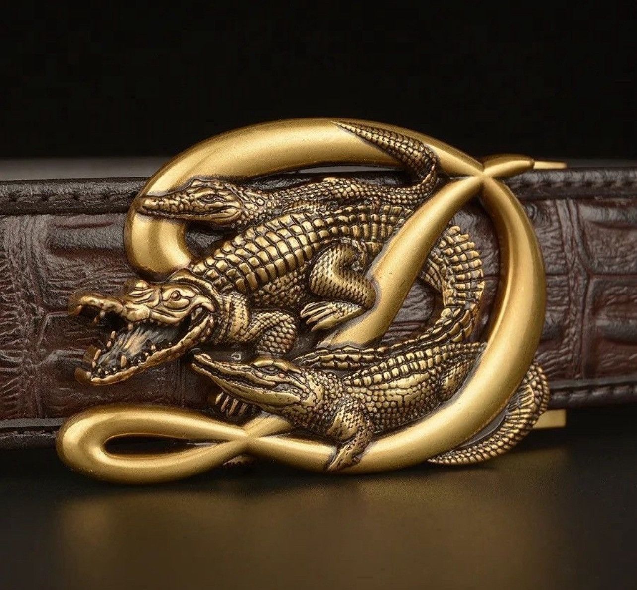 Leather Crocodile Alligator Belt Size ONE SIZE - 3 Thumbnail