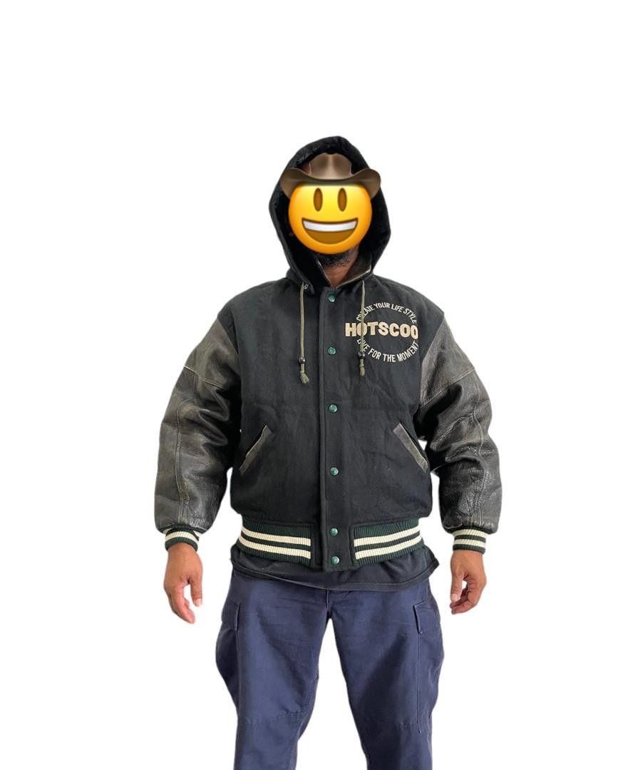 Vintage Vintage HOTSCOOP Wool Sleeve Leather Varsity Jacket Size US L / EU 52-54 / 3 - 17 Thumbnail