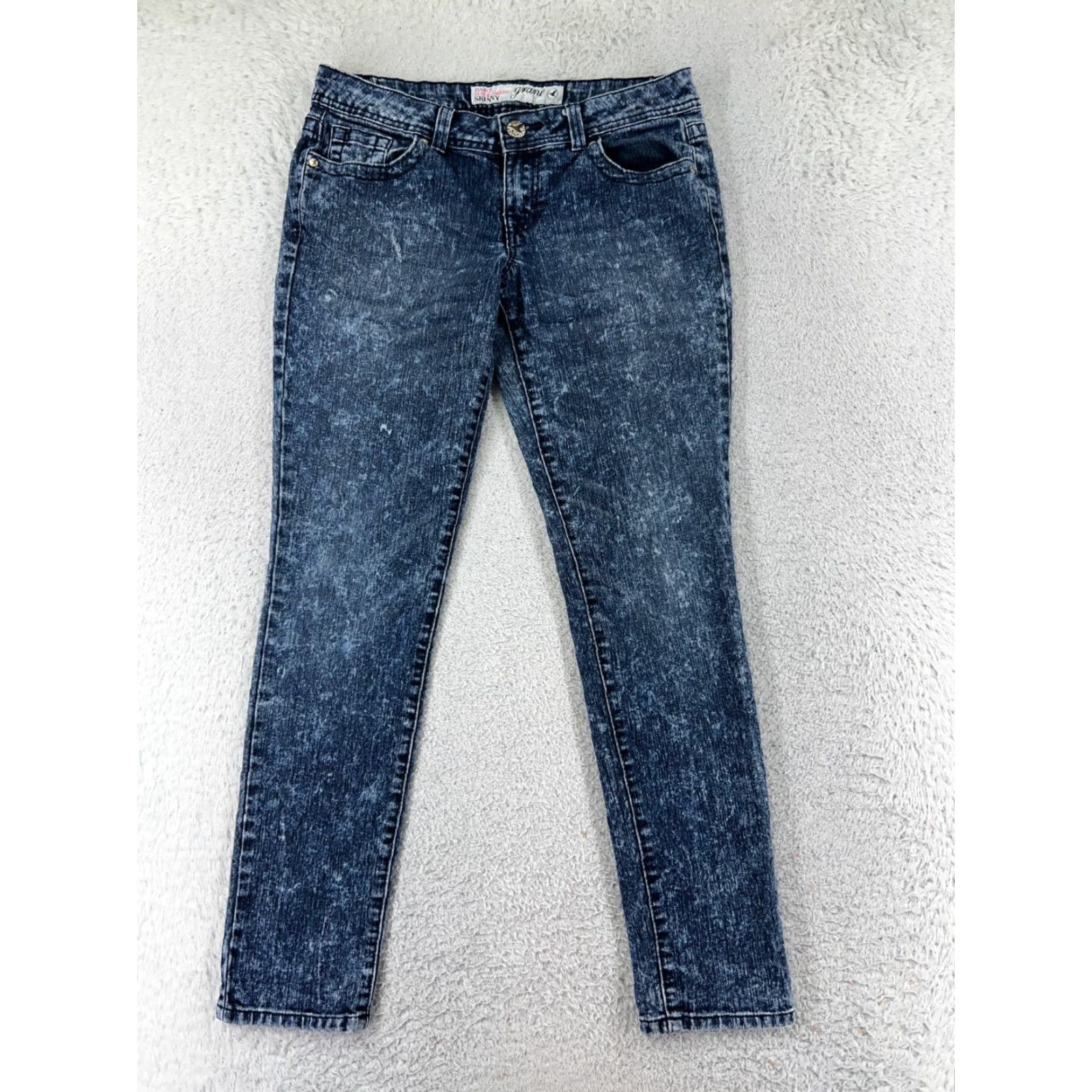 Denime Crane Jeans Juniors 9 Blue Denim Skinny 28x29 Low Rise 5-Pocket Button Closure Size 30" / US 8 / IT 44 - 2 Thumbnail