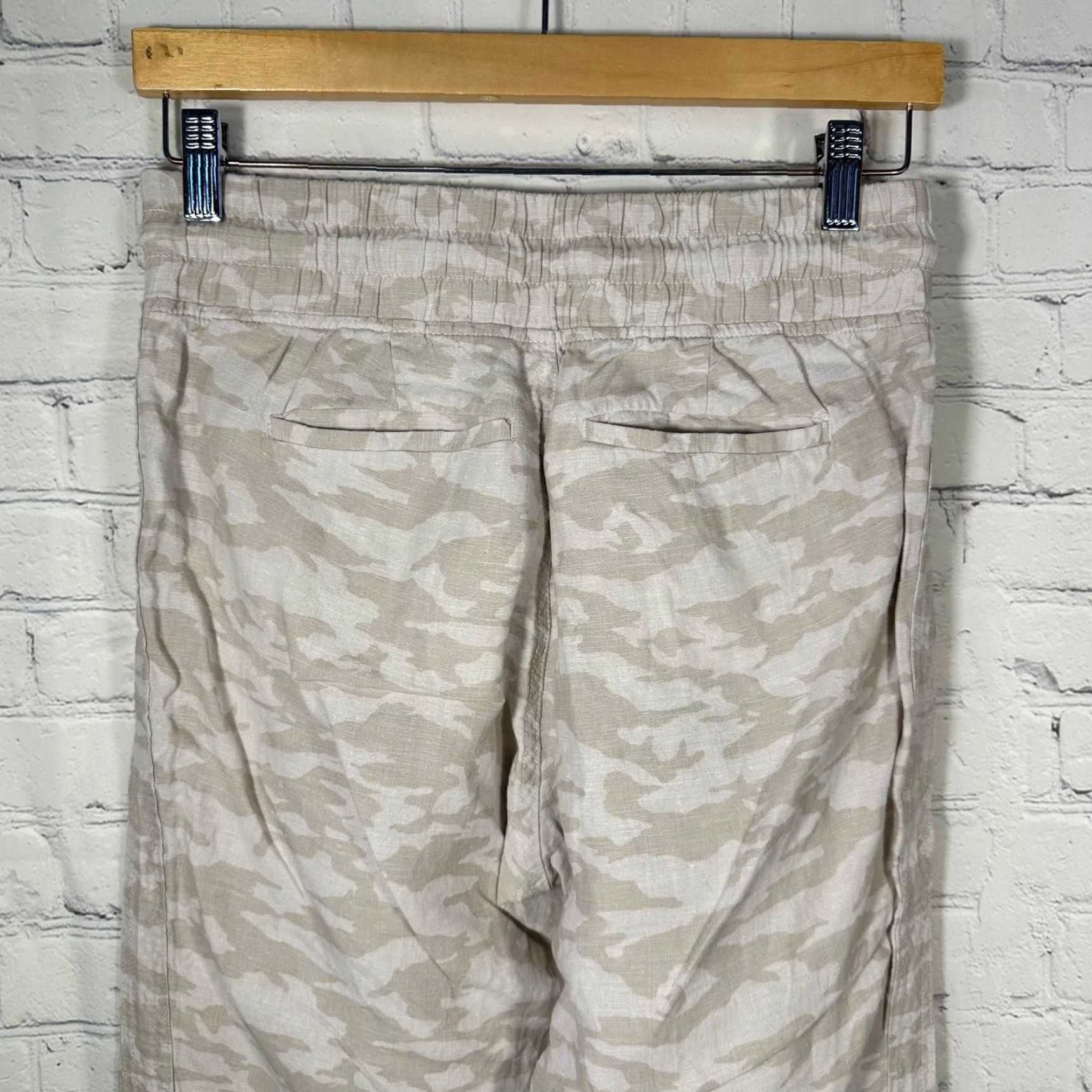 Athleta Athleta Cabo Tide Linen Jogger Pants Beige Camo Size 2 Drawstring Pockets Size 27" / US 4 / IT 40 - 5 Thumbnail