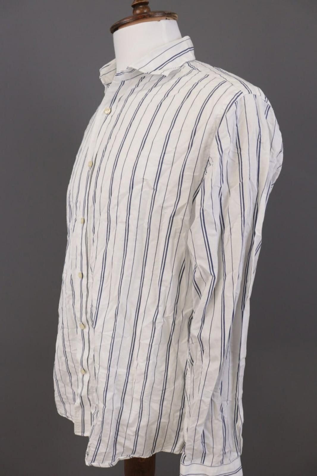 Designer Gutteridge White Striped Button Down Shirt Size 45 / 18 Size US M / EU 48-50 / 2 - 5 Thumbnail
