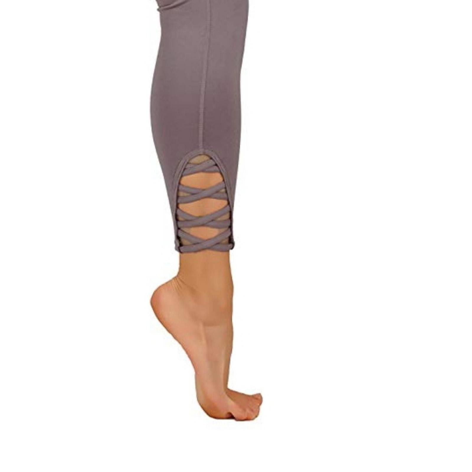 Designer Women's Gray Leggings with Side Cutouts Size 32" / US 10 / IT 46 - 3 Thumbnail