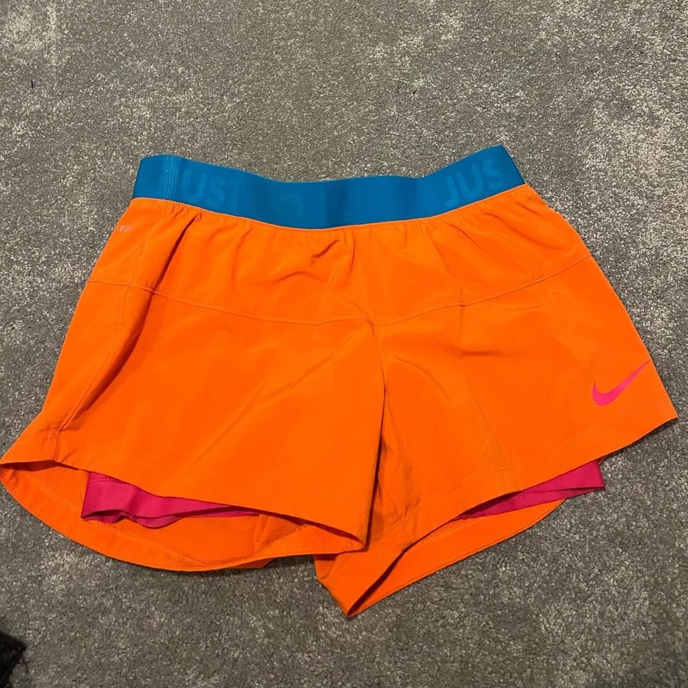 Nike Nike Dri-fit Orange/Pink 2 In 1 Running Compression Shorts Size 28" / US 6 / IT 42 - 1 Thumbnail