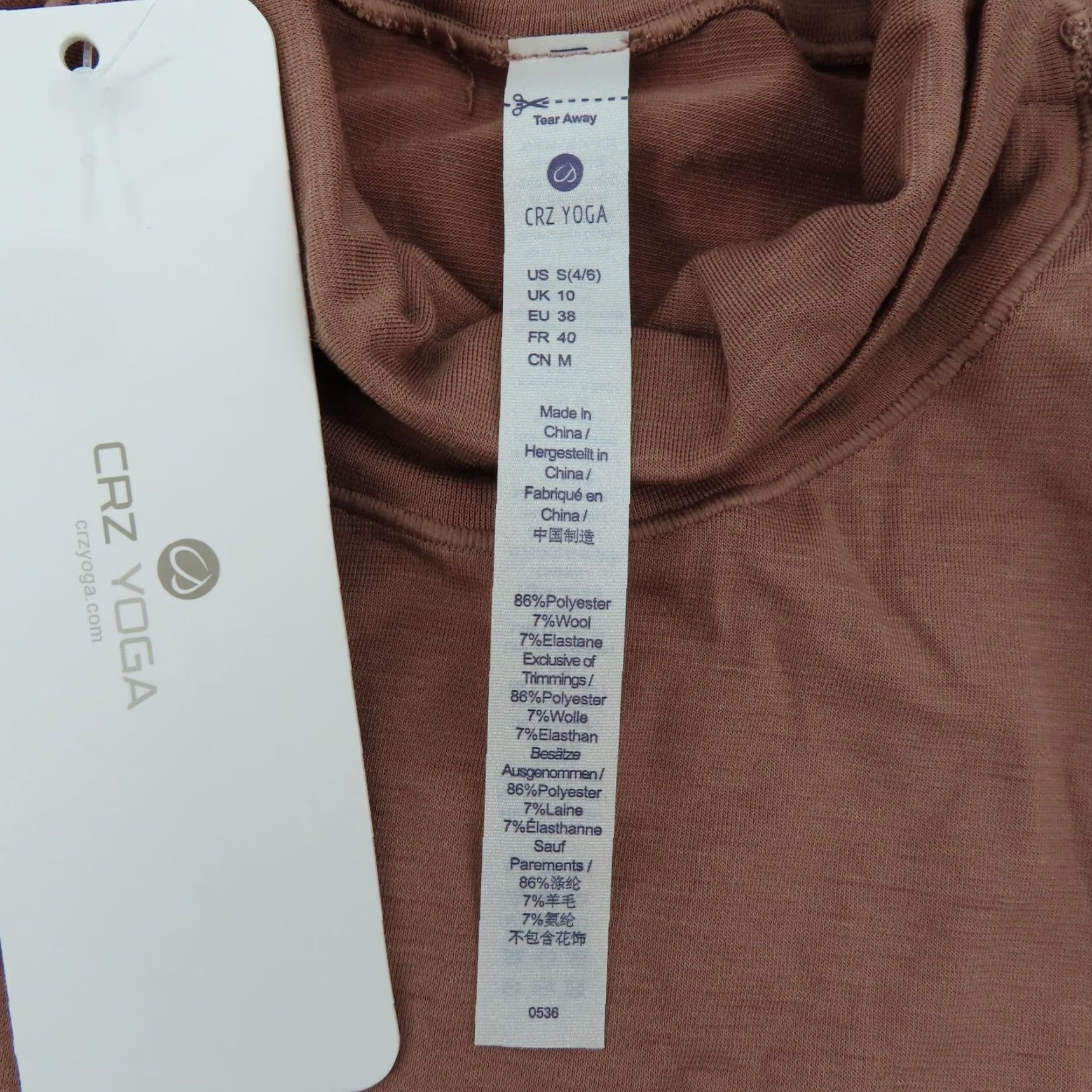 Vintage CRZ Yoga Shirt Long Sleeve Turtleneck Brown Womens Small 4/6 Thumb Holes NEW Size S / US 4 / IT 40 - 7 Thumbnail
