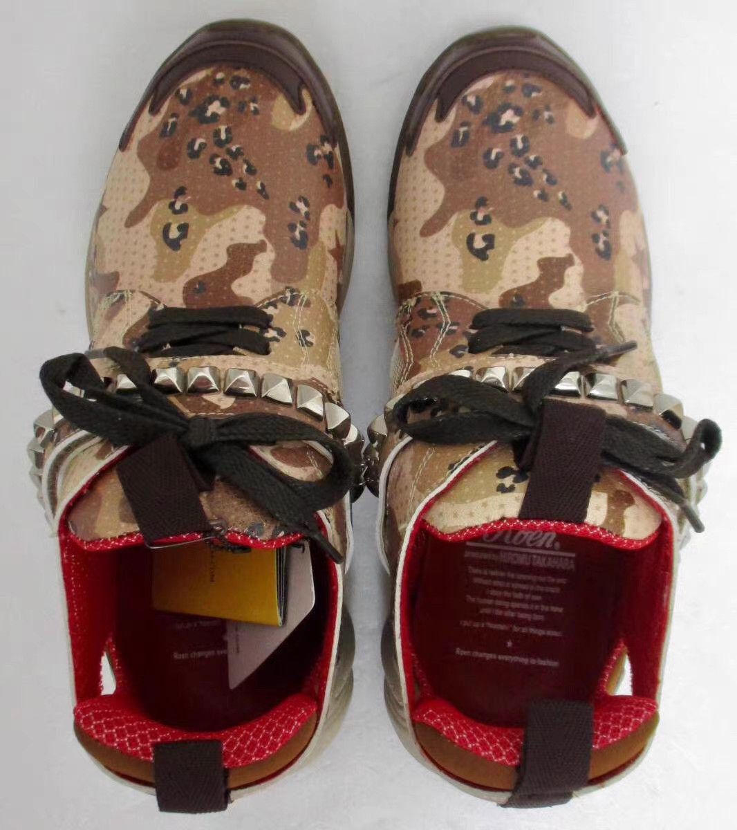 Roen Brown Camo Leopard Print Studded High-Top Sneakers Size US 8 / EU 41 - 1 Thumbnail