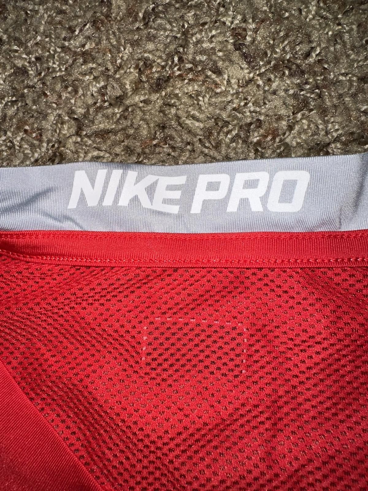 Nike Nike Pro Dri Fit Mens Red Gray MLB Authentic Slim Raglan Stretch T-Shirt Size US S / EU 44-46 / 1 - 3 Thumbnail