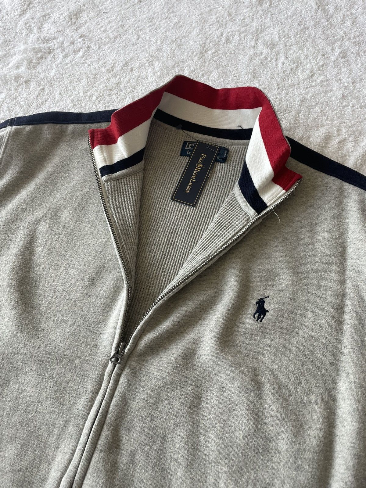 image of Polo Ralph Laurent Zip Jacket Lined W/waffle Thermal Size XL in Grey, Men's