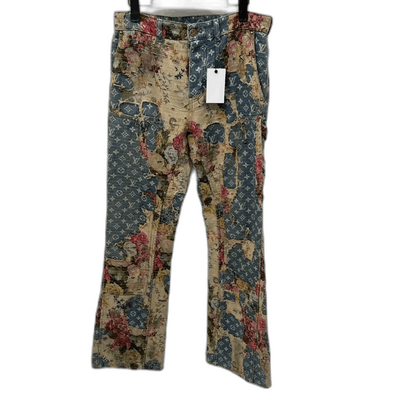 Louis Vuitton Blue Floral Print Denim Pants