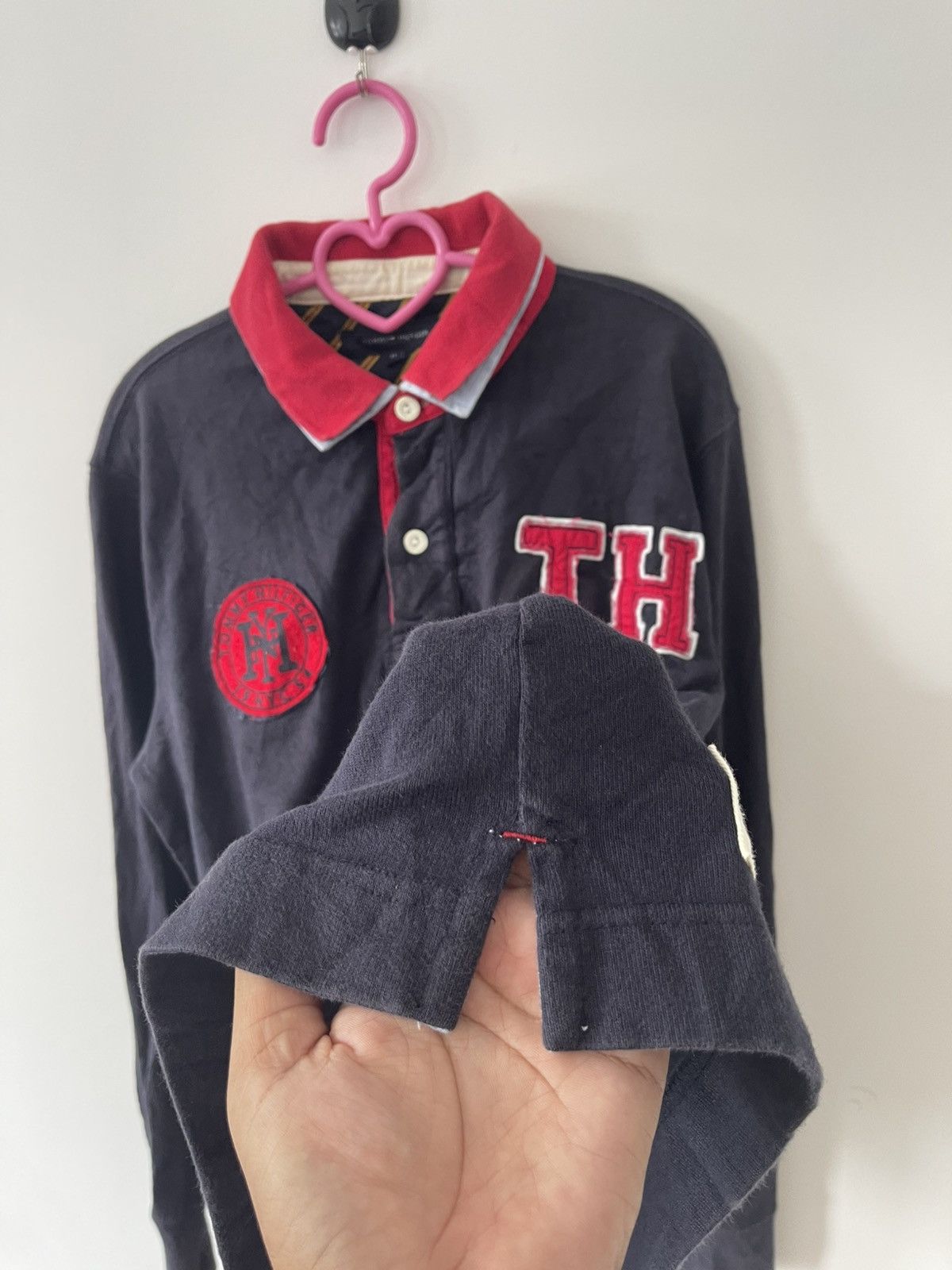 Tommy Hilfiger Rare Vintage TOMMY HILFIGER TH54 Spell Out Double Colar Polo Size US M / EU 48-50 / 2 - 7 Thumbnail