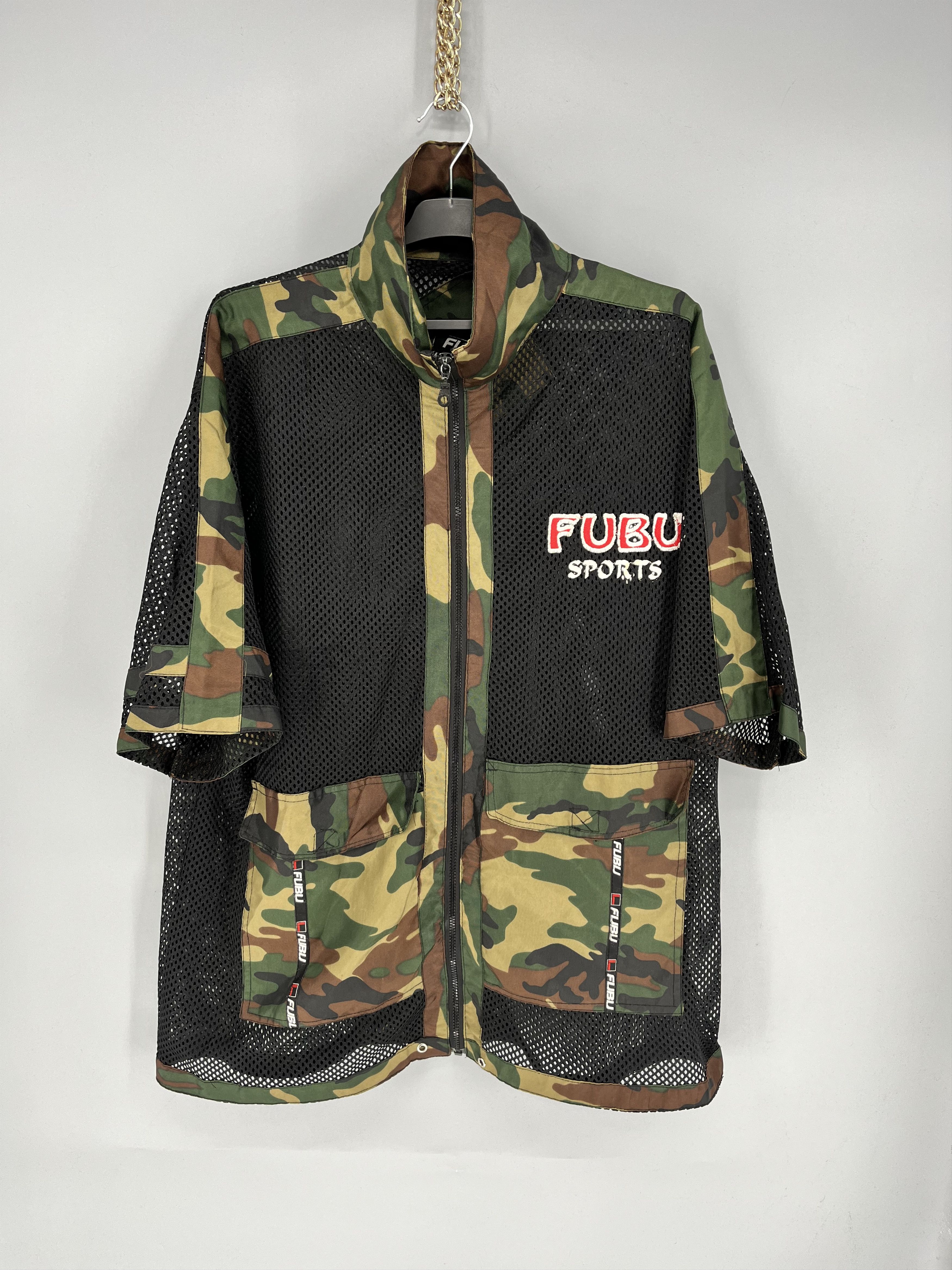 Fubu Vintage 90s Fubu Camo Sports Side Tapes Zipper Jacket Tshir Size US L / EU 52-54 / 3 - 1 Thumbnail