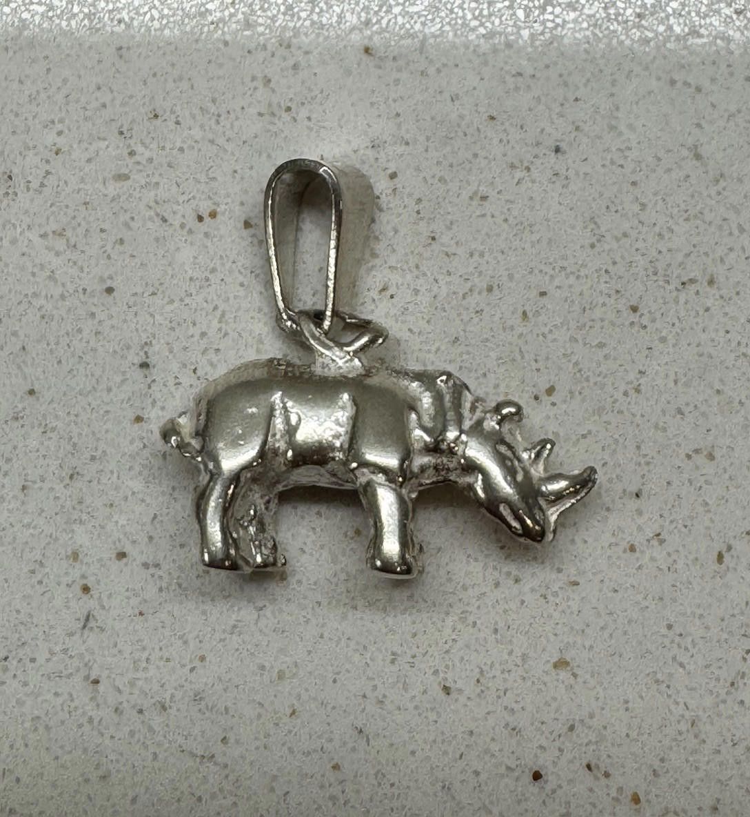 Designer .925 Sterling Silver 3-D RHINOCEROS CHARM Rhino Africa .925 Size ONE SIZE - 1 Thumbnail