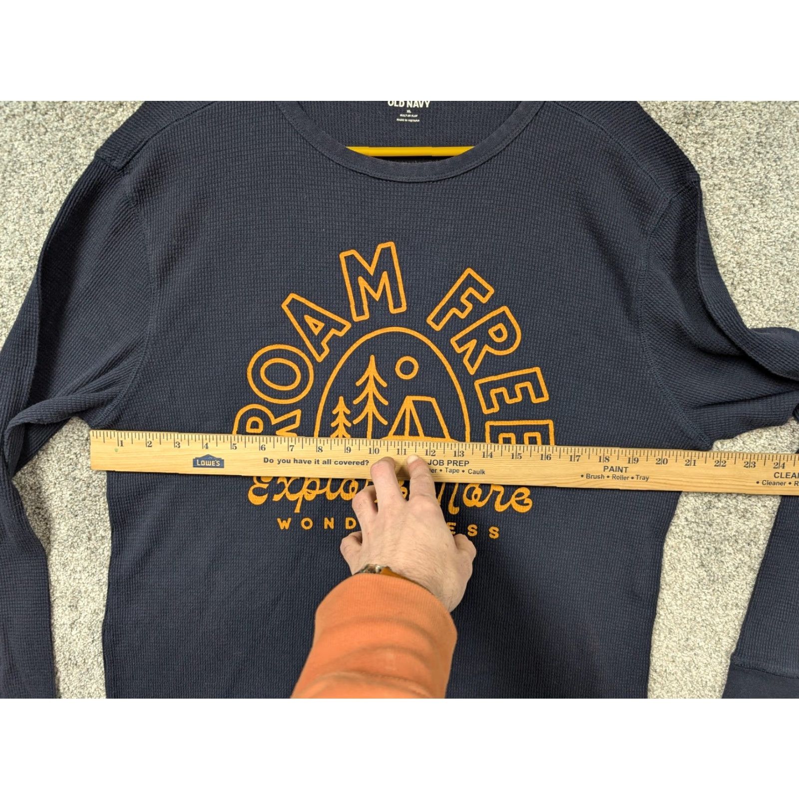 Old Navy Old Navy Thermal Shirt XL Roam Free Explore More Wonder Less Waffle Knit Mens Long Sleeve Graphic Crew Neck Navy Blue Size US XL / EU 56 / 4 - 3 Thumbnail