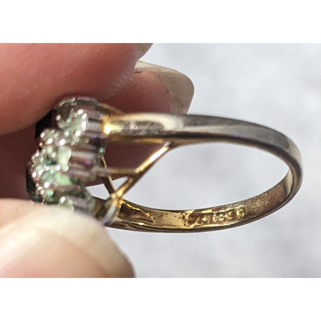 Other Vintage Faux Emerald And Diamond 14kt Gold Plated Floral Rin Size ONE SIZE - 7 Thumbnail