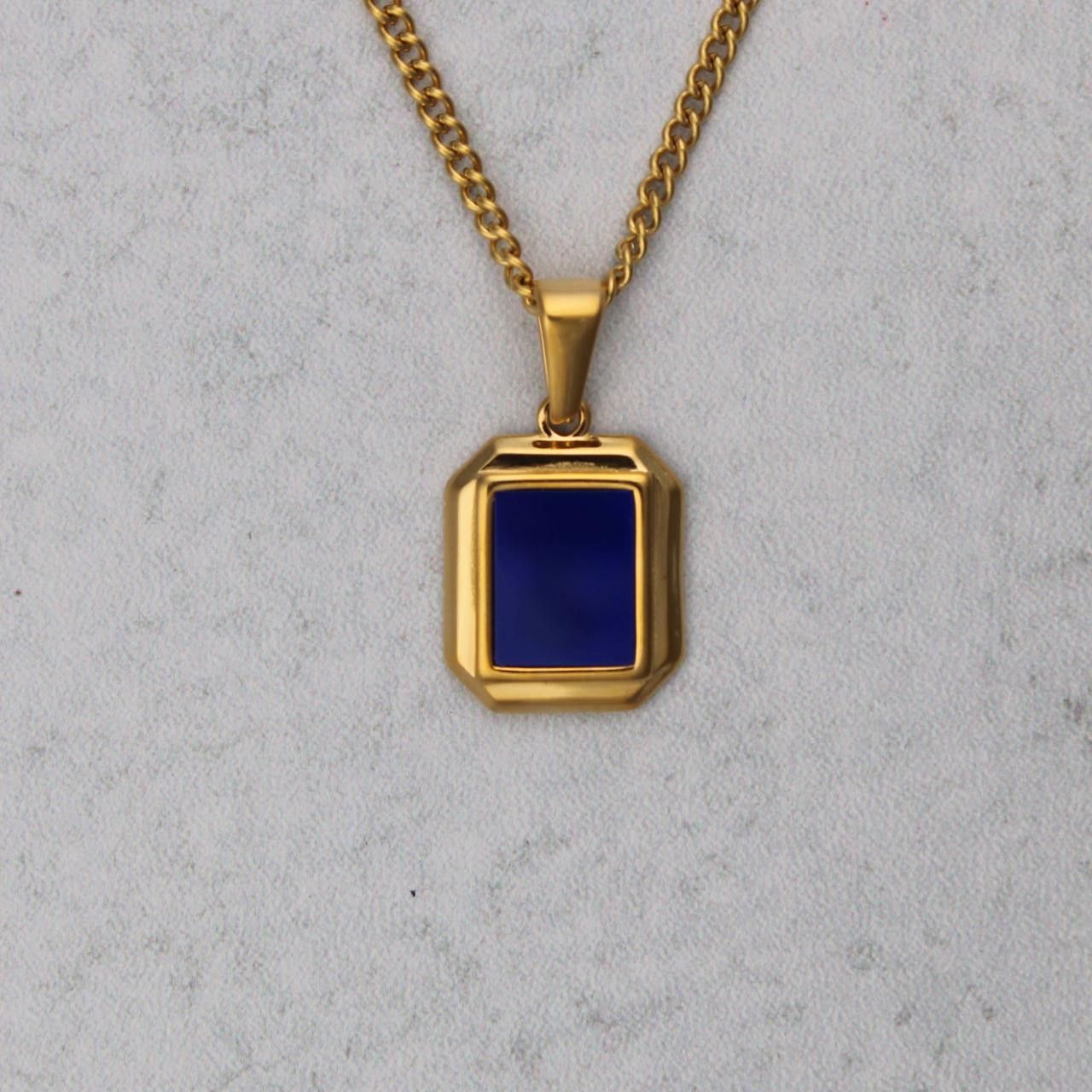 Jewelry 18K Gold Mini Blue Enamel Pendant Necklace Size ONE SIZE - 1 Thumbnail