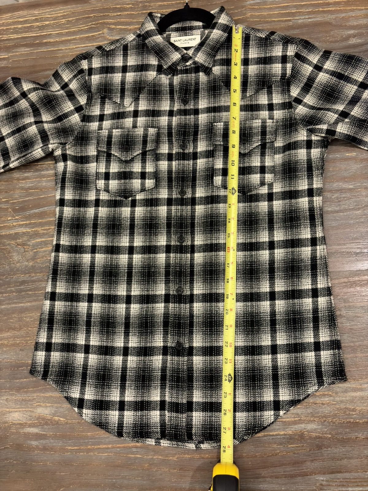 Hedi Slimane × Saint Laurent Paris 16FW Black x White Checked Wool Flannel Shirt sz S Size US S / EU 44-46 / 1 - 11 Thumbnail