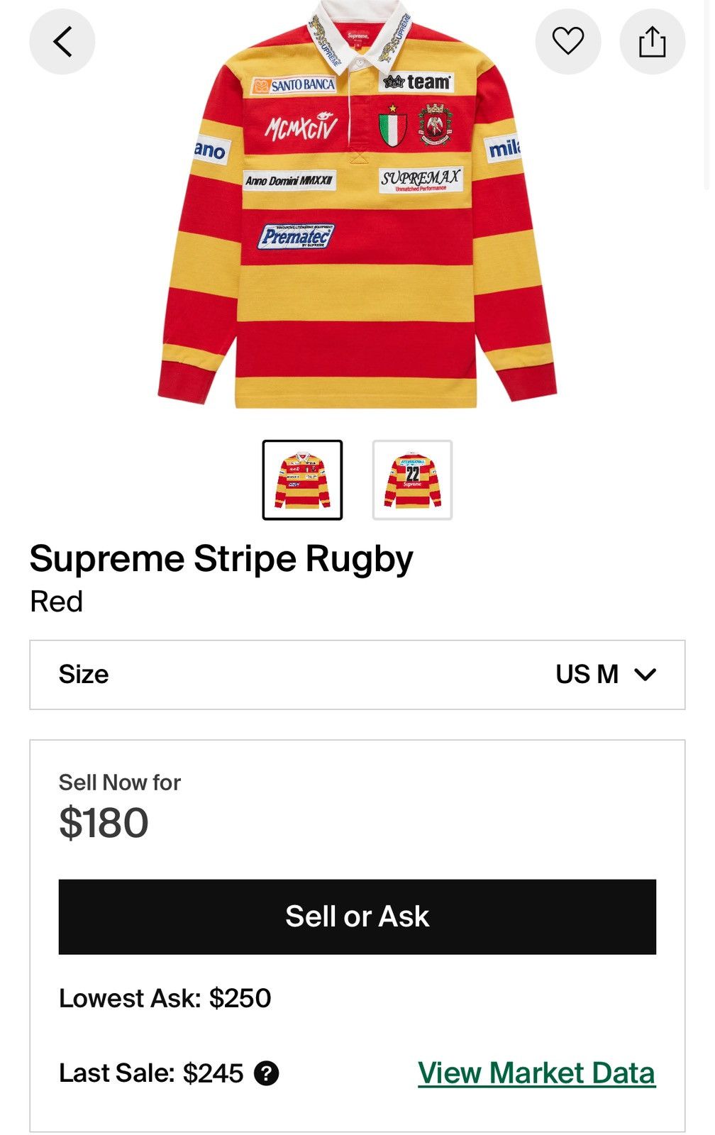 Supreme Supreme Stripe Rugby Orange Medium Size US M / EU 48-50 / 2 - 7 Thumbnail