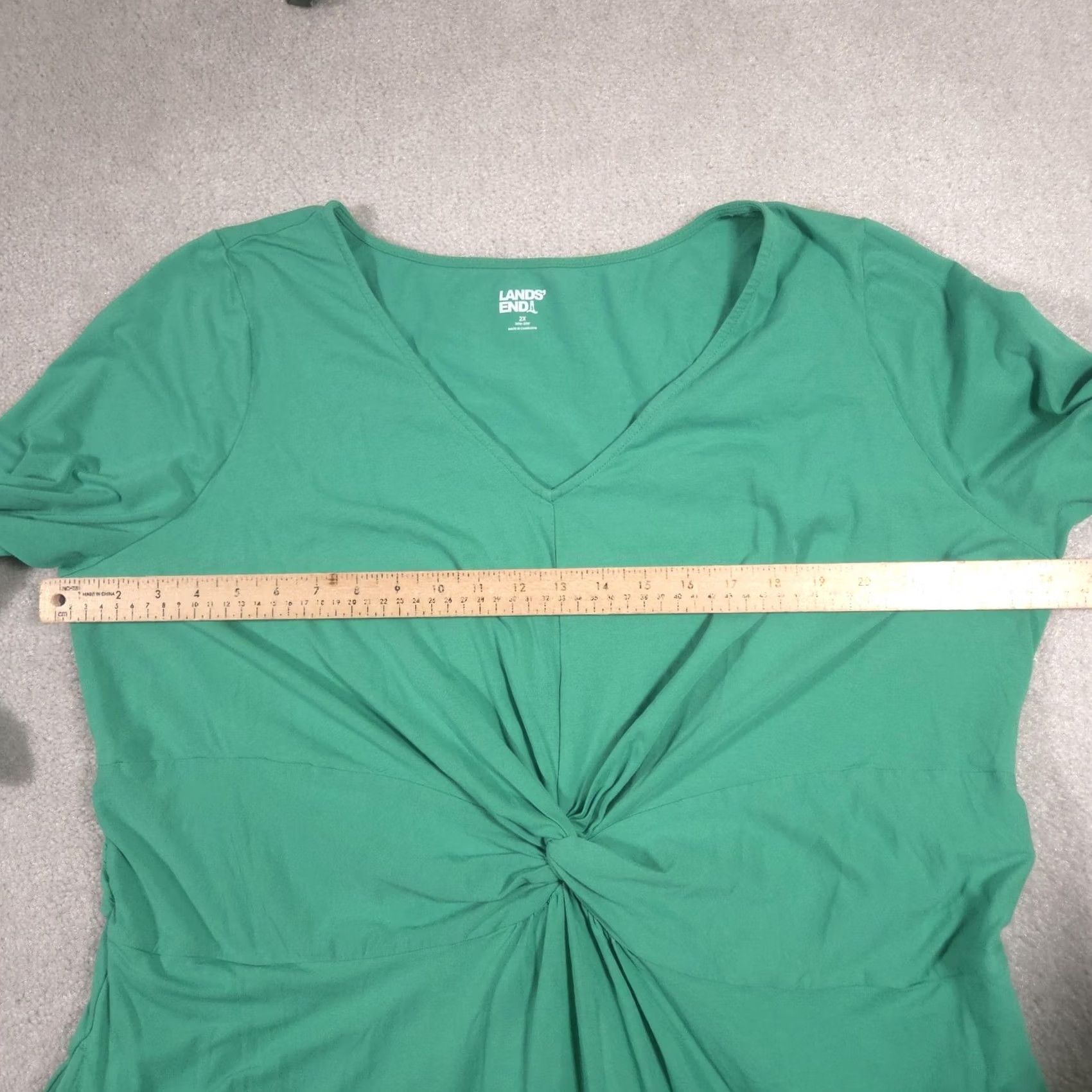 Lands' End Lands' End Dress Womens 2X Green V-Neck 3/4 Sleeve Jersey Pockets A-Line Size XXL / US 16-18 / IT 52-54 - 7 Thumbnail