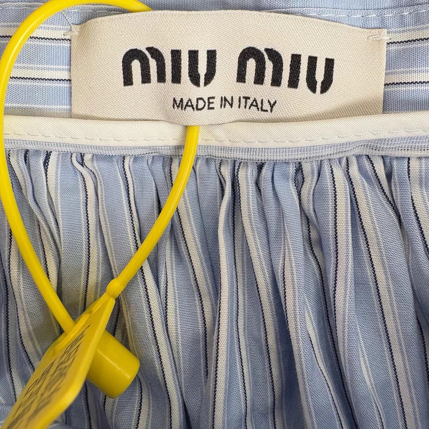 Miu Miu MIU MIU blue and white stripe lace trim skirt 42 Size 28" / US 6 / IT 42 - 3 Thumbnail