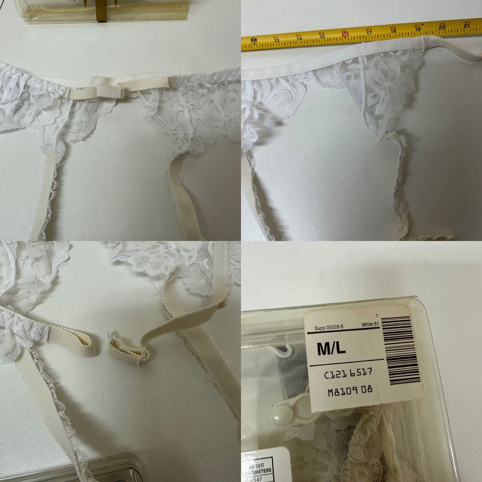 Vintage VINTAGE White Lace Garter Belt M/L Size Adjustable Straps Clips Bow Girdle Women Size ONE SIZE - 8 Thumbnail