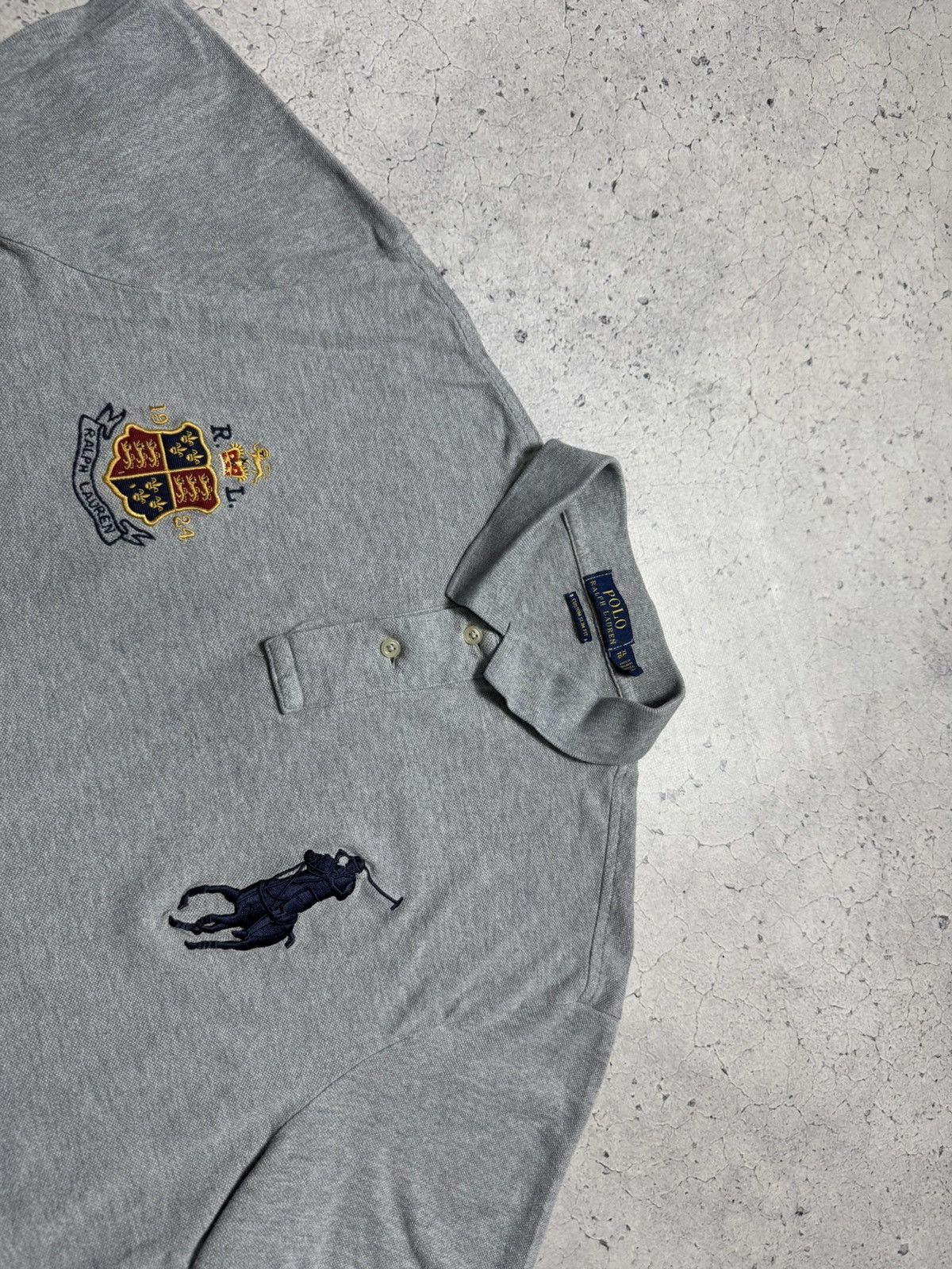 Polo Ralph Lauren Polo Ralph Lauren Big Pony Polo Shirt Vintage Gray PRL Size US XL / EU 56 / 4 - 4 Thumbnail